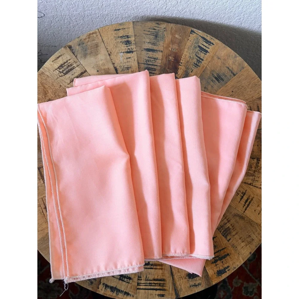 Set of 6 Peach Cloth Dinner Napkins‎ Solid Salmon Pink Reusable Table Linens